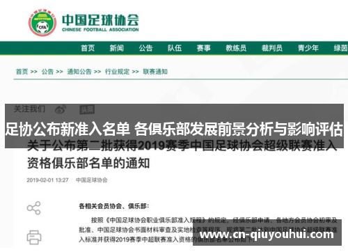 足协公布新准入名单 各俱乐部发展前景分析与影响评估